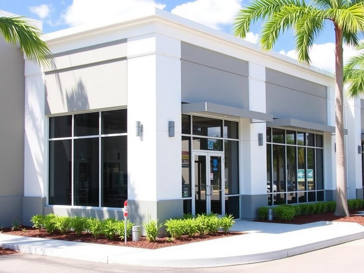 Freshly painted commercial building exterior in Florida